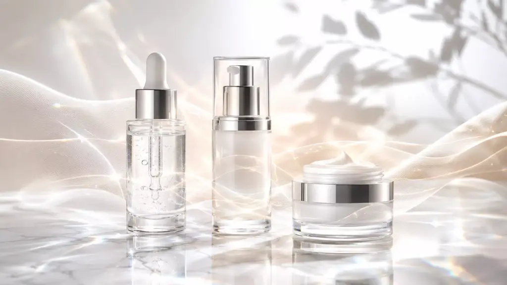 The Molecular Sequence: Re-Engineering Your Daily Skincare Routine for Maximum Barrier Longevity 2 An aesthetic laboratory setup demonstrating a structured daily skincare routine with varying liquid viscosities on a marble surface.